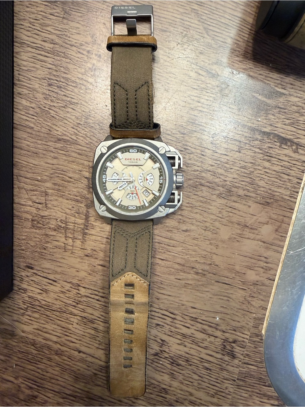 Diesel Army Green Khaki Dial Stainless Steel Chronograph Watch - Picture 5 of 11